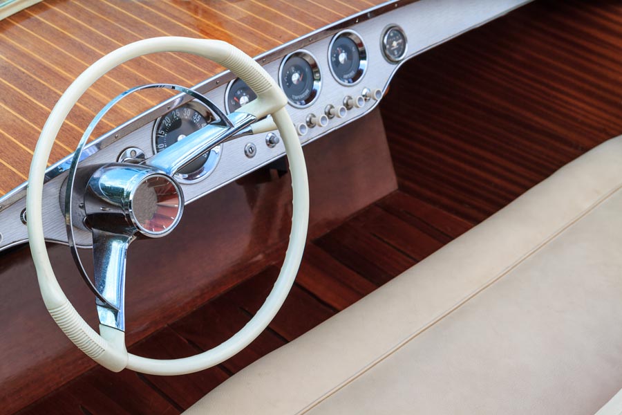 boat varnishing on a boat in North Palm Beach